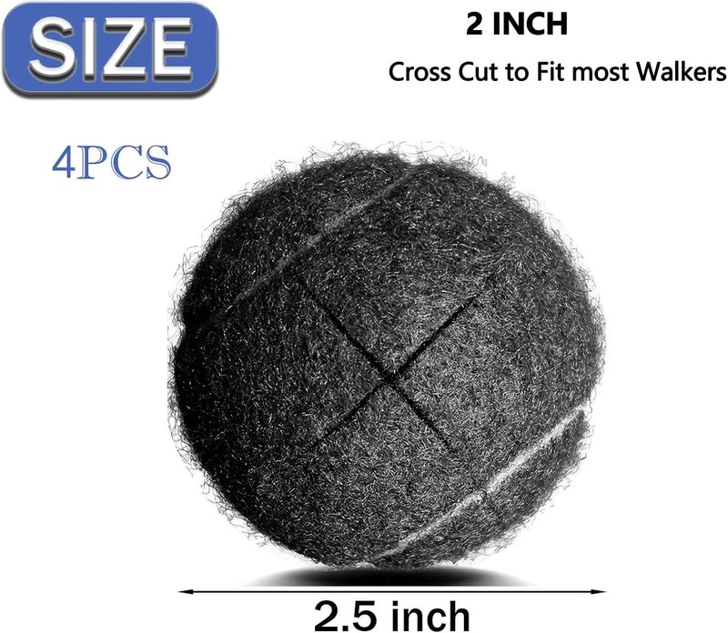 ZUJEAM Walker Tennis Balls Precut, Tennis Balls for Walkers Pre Cut, Walker Legs Universal Precut Gilde Balls for Chairs, Desks, Furniture Legs and Floor Protection -4PCS Black - Image 2